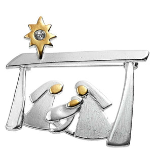 Two Tone Manger Scene Pin