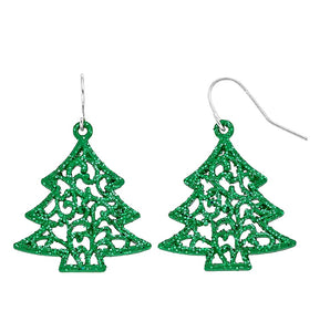 Filigree Christmas Tree Nickel Free Drop Earrings